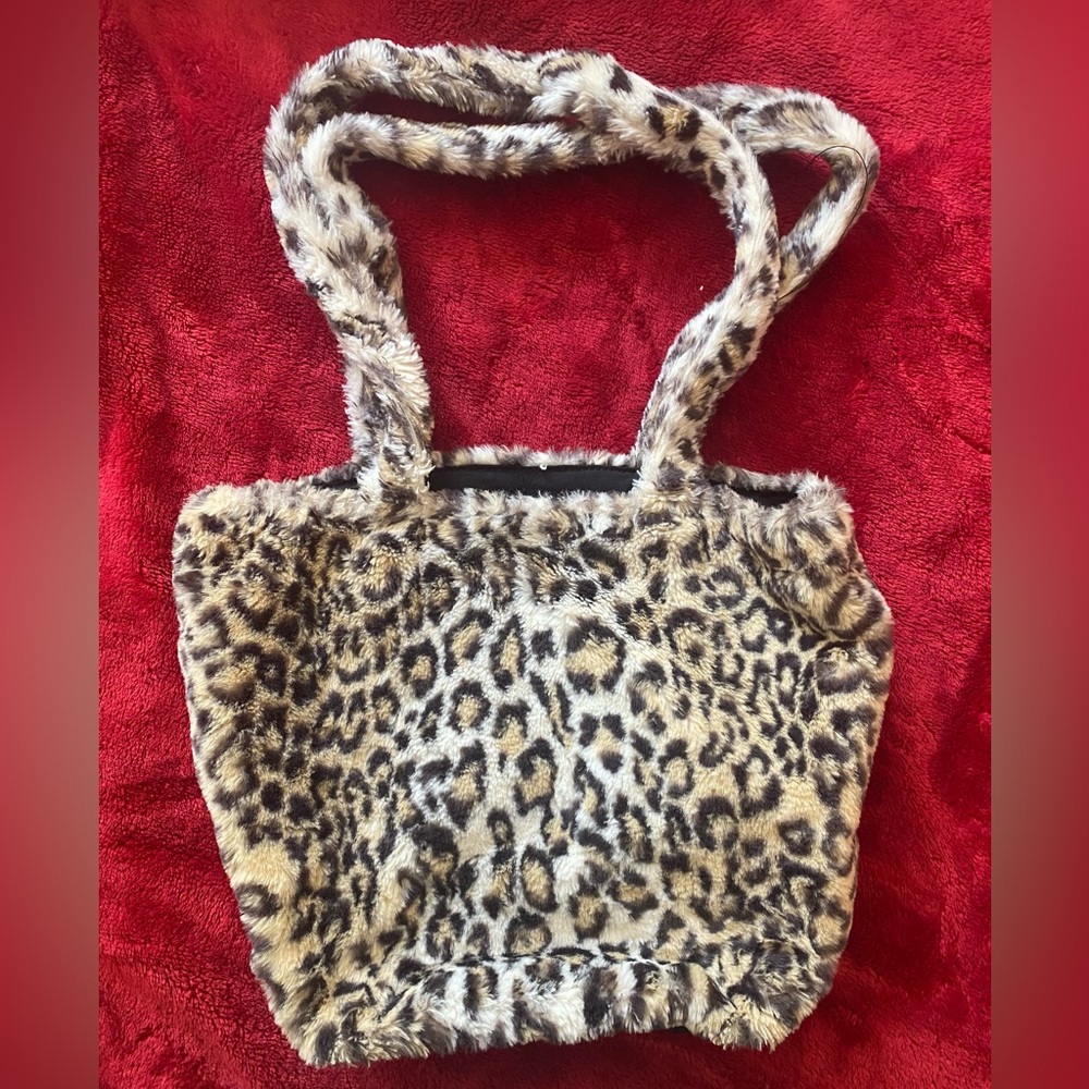 Brandy Melville Leopard Print Faux Fur Tote
